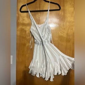 White and Tan Striped Romper